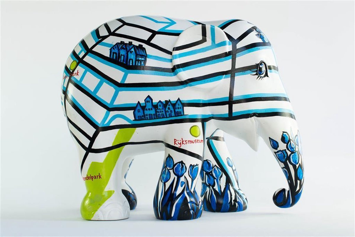Elephant Parade We Love Amsterdam Handgemaakt Olifantenstandbeeld voor op tafel