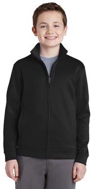 Sport-Tek YST241 Youth Sport-Wick Fleece Full-Zip Jacket in Black size XS