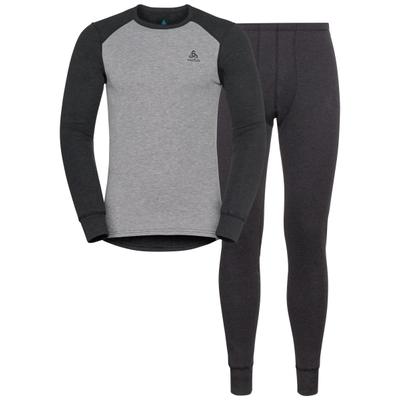 Thermounterwäsche-Set ODLO "Set-ACTIVE WARM Special Set", Herren, Gr. L, grau (dunkelgrau melange, grau melange), Obermaterial: 100% Polyester, Bekleidungssets