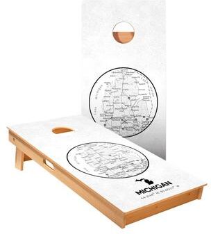 Skip's Garage Michigan State Map Cornhole Boards
