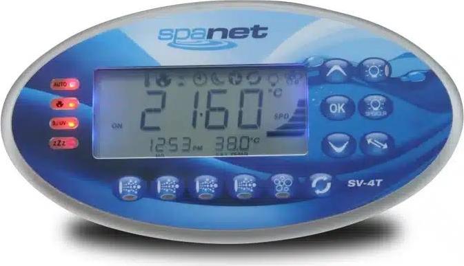 SV4 Whirlpool-Bedienfeld Touchpad, 3,5 Zoll LCD, 12 Tasten, RGB, LED, 185x100x33,5 mm