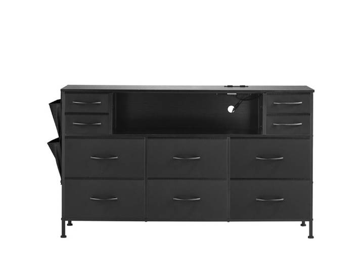 Commode - DUOKU - ZWE-BC-SS-08 - 10 Tiroirs - Éclairage LED - Prise de Courant Intégrée
