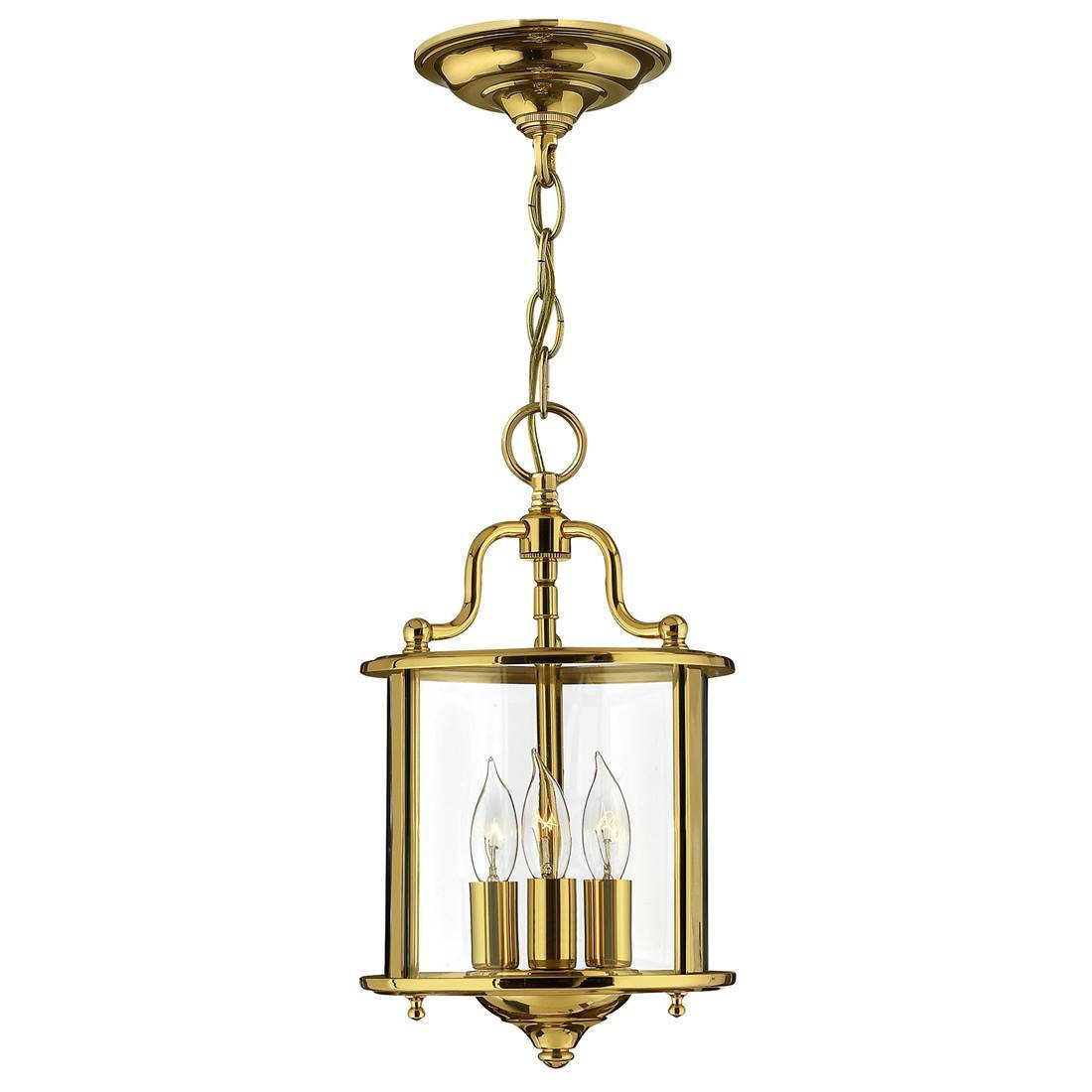 Hinkley Gentry hanglamp, 3-voudig, gepolijst messing