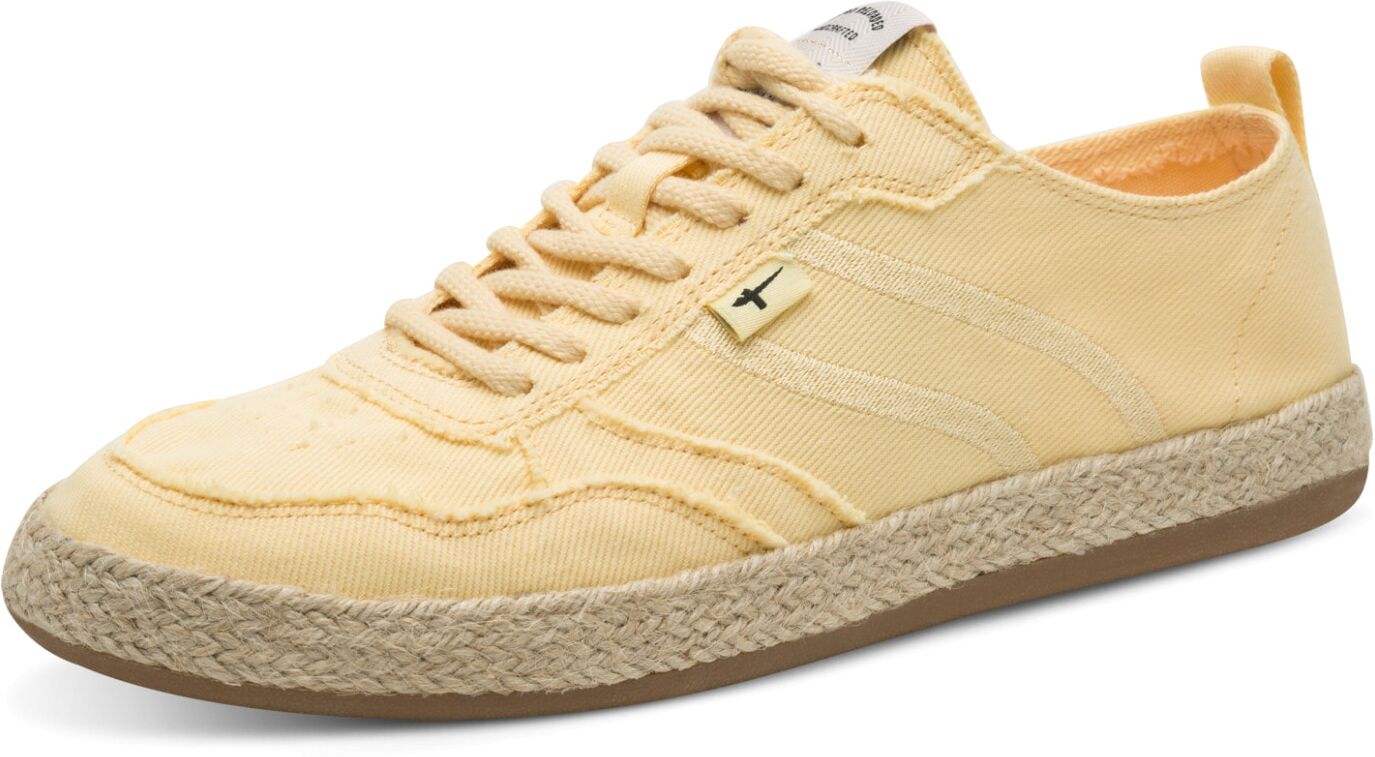 Plateausneaker TAMARIS, Damen, Gr. 39, Textil, gelb, Basic, Schuhe Plateausneaker, Freizeitschuh, Halbschuh, Schnürschuh mit Juterand