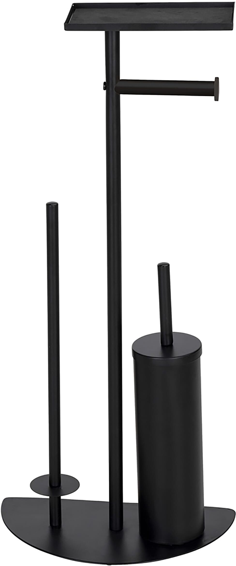 WC-Garnitur WENKO "Modell Cosenza Neo", schwarz, B:32,5cm H:72cm L:17,5cm, Kunststoff, Metall, Reinigungsbürsten, WC-Garnitur, platzsparende 4-in-1 Standgarnitur mit Ablage, lackierter Stahl
