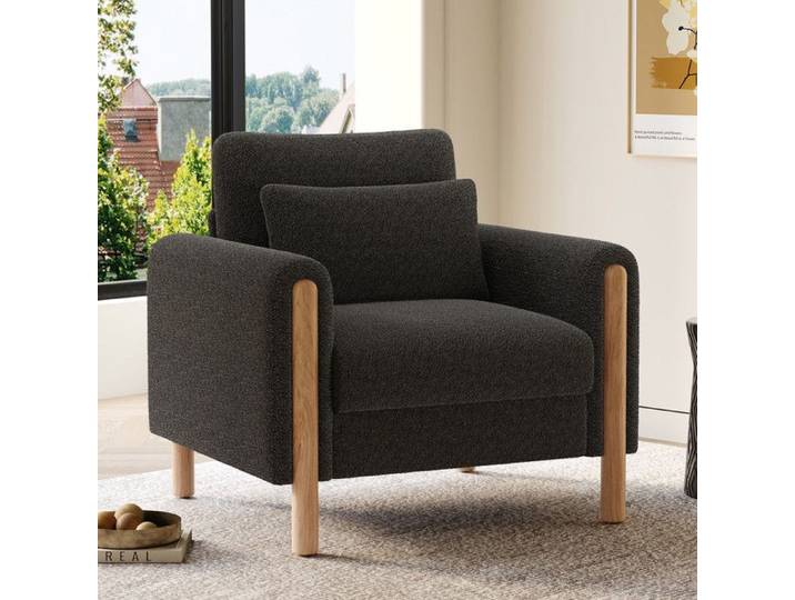 Fauteuil - Moderne - Gris foncé - Accoudoirs - Rembourrage doux - 1 place