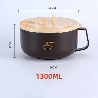 Friendly Fresh Finds Stainless Steel Noodle Bowl With Lid Heat Resistant Instant Noodles Cooker brown 1300 Ml