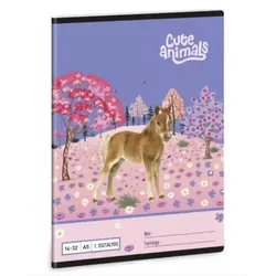 Süße Tiere: Liniert Heft mit Pferd – 1. Klasse, A5