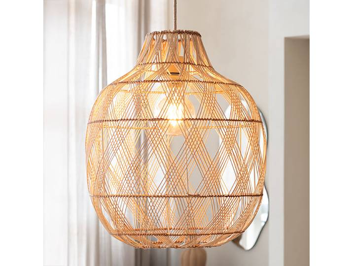 Suspension Ø 40cm Beige/Marron clair Fer anodisé Bambou E27