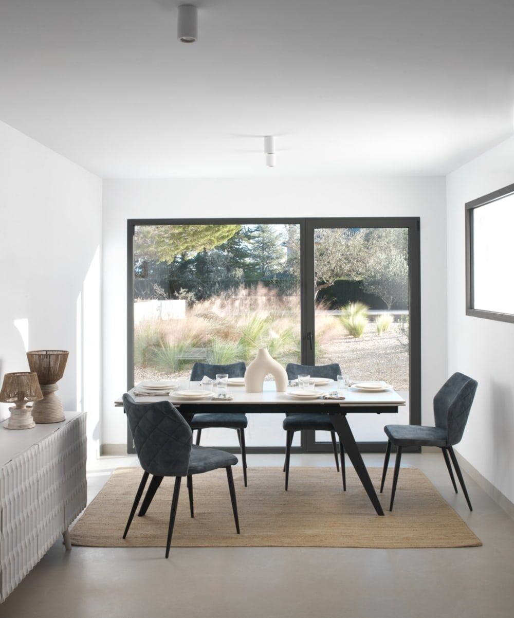 GEESE HOME Table à rallonge en céramique blanche 180/260x95 Blanc 180x76x95cm