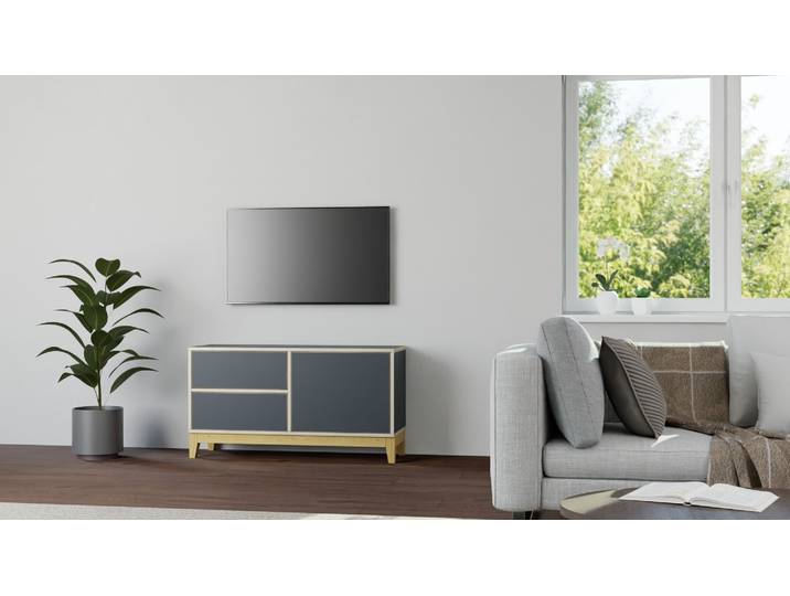Sideboard skandinavischer Stil Premium Dekore Schwarz Multiplex Kante