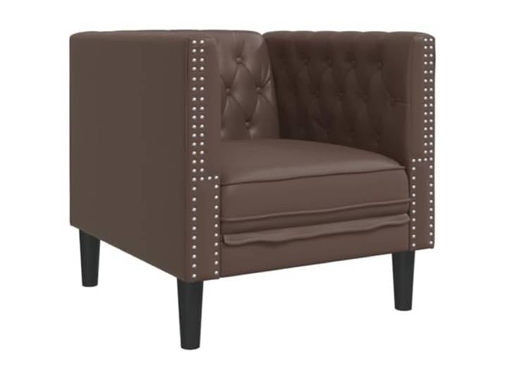 IBUQDDV Chesterfield-Sessel Braun Kunstleder Schmutzabweisend, leicht zu reinigen, glatte Oberfläche, Knopfheftung, stabile Beine