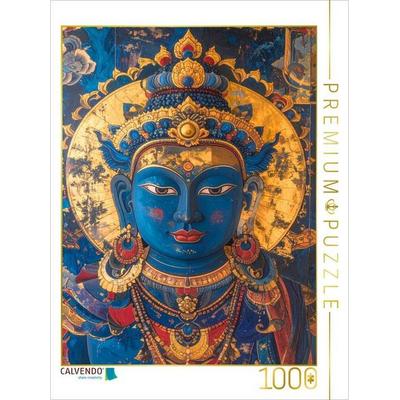 CALVENDO Puzzle Buddha in Blau und Gold | 1000 Teile Lege-Größe 64x48cm Foto-Puzzle für glückliche Stunden