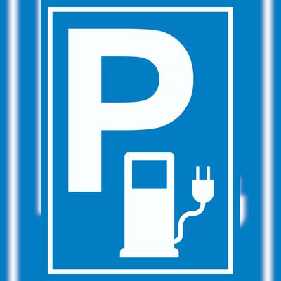 HB-Druck Parkplatz Stromtankstelle Schild Elektrofahrzeug A5 Rückseite selbstklebend