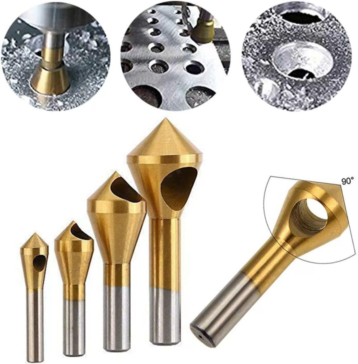 INF 4er-Set HSS 90-Grad-Senkbohrer zum Anfasen und Entgraten