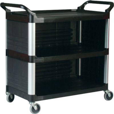 Rubbermaid Mehrzweckwagen X-TRA, mit 3 geschlossenen Seitenverkleidungen, bis 135 kg, schwarz
