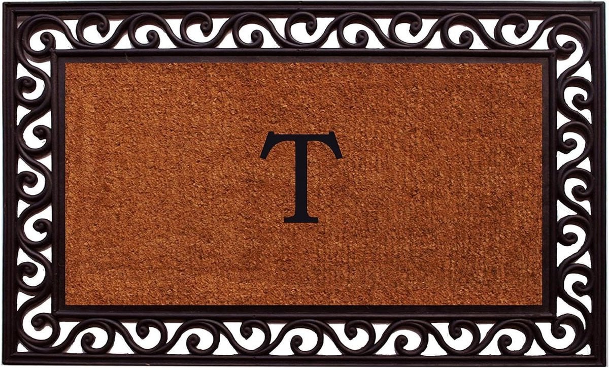 Monogram Deurmat met Rubberen Frame van Duurzaam Kokosvezel - Brief T - 76 x 122 cm