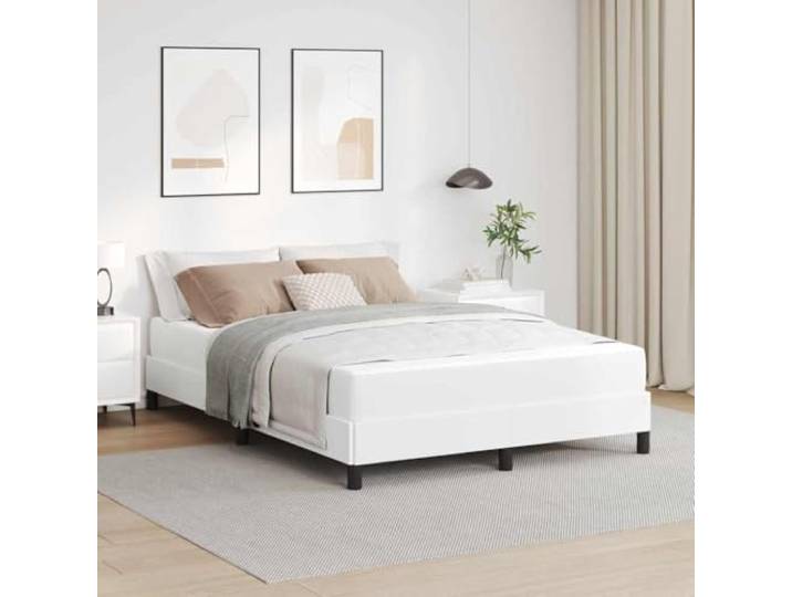 YUOTYRKTEJRSG Multizonen Komfort Stoffbett Weiß Schlafzimmer 160 x 200 cm Bettrahmen mit Matratze Reinweiß 160 x 200 cm Stoff Bettgestell mit Taschenfederkern Lattenrost Doppelbett für Schlafzimmer