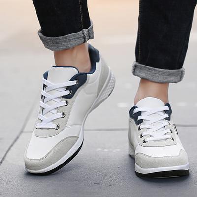 Fashion Men PU Leather Shoes Sneakers, Breathable Casual Shoes, Trend Male Footwear, Non Slip Leisure Sneakers white 39