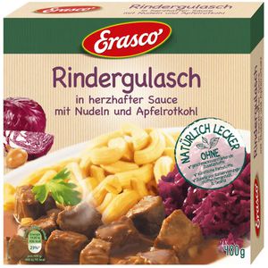 Erasco Fertiggericht Rindergulasch, mit Nudeln und Apfelrotkohl, 480g