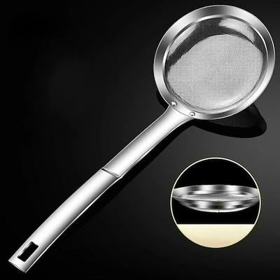 Sieb aus Edelstahlgewebe, feines Sieb, Skimmer, großes Küchensieb für Öl, Schaum, Fleischpartikel, Hausmannskost, Kochutensil, langlebiges Werkzeug zur Lebensmittelzubereitung