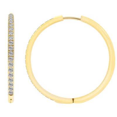 Klappcreolen ADELIA´S "Ohrringe – Klappcreole aus Edelstahl mit Strass Steinchen", Damen, Gr. Damen, Edelstahl, gold, Ohrringe Klappcreolen, Ideal zum Verschenken – schlicht und stilvoll