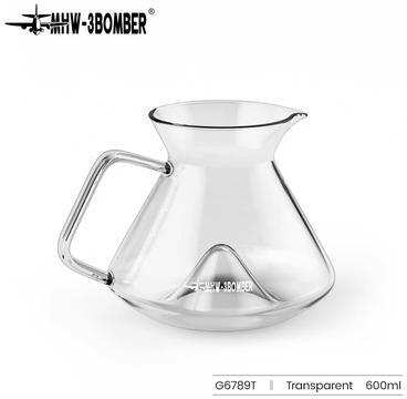 Inspired Finds MHW 3BOMBER Hill Coffee Server High Borosilicate Glass Pour Over Server With Ergonomic Handle For Baristas & Home Brew 600ml Transparent