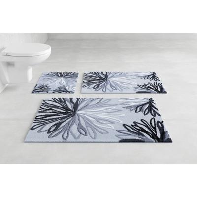 Badematte GRUND "Art", grau (anthrazit, grau), H:20mm, Polyacryl, Badematten, Badematte, florales Muster, elegante Badematte