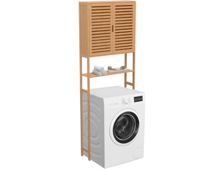 IDMarket Meuble placard dessus WC BEA Bambou 64x19x178 cm avec étagère réglable