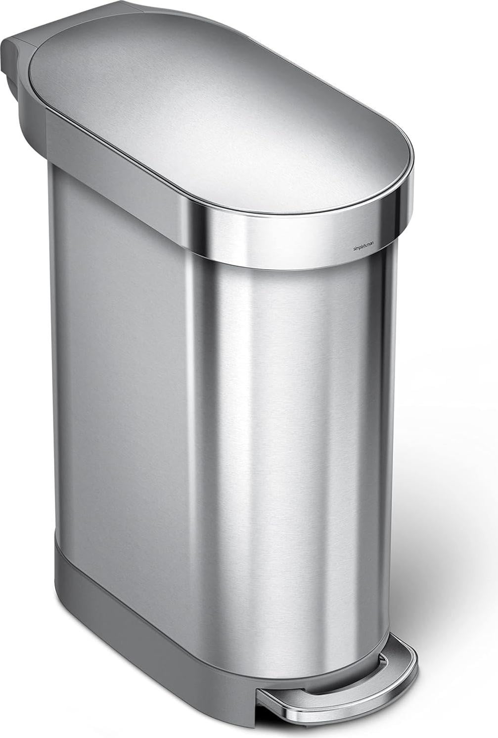 Simplehuman RVS afvalbak met pedaal, 45 liter, zilverkleurig