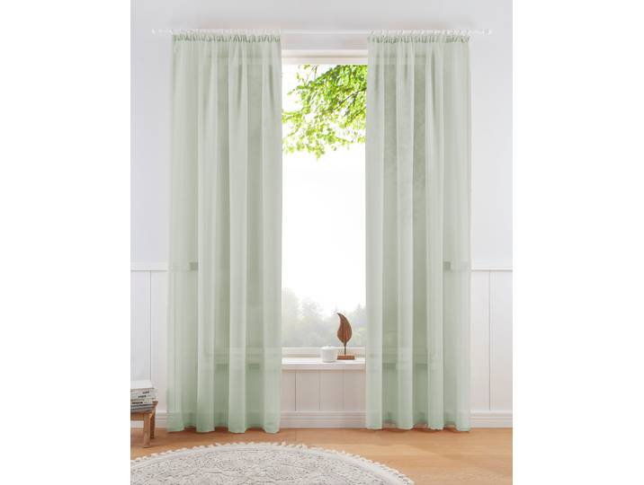 Gardine GOODPRODUCT TENDER Gr. 1, grün, B:135cm H:145cm, Polyester, Gardinen, Gardine, Leinen Optik mit Struktur, monochrom, Bestseller