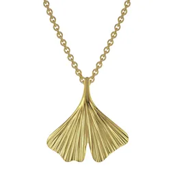 trendor 75720 Damen-Halskette mit Ginkgo-Anhänger Gold auf Silber, 45 cm