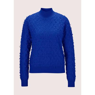 Longpullover MADELEINE "Pullover Strickpullover in Fransenoptik", Damen, Gr. 48, blau (royalblau), Modern, slim fit, Pullover Longpullover