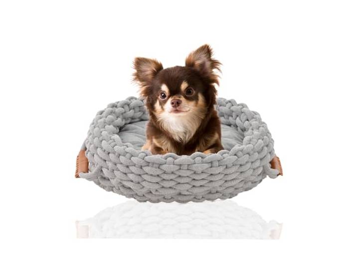 Silvio Design Flauschiges Katzen- & Hundebett, rund (Grau)