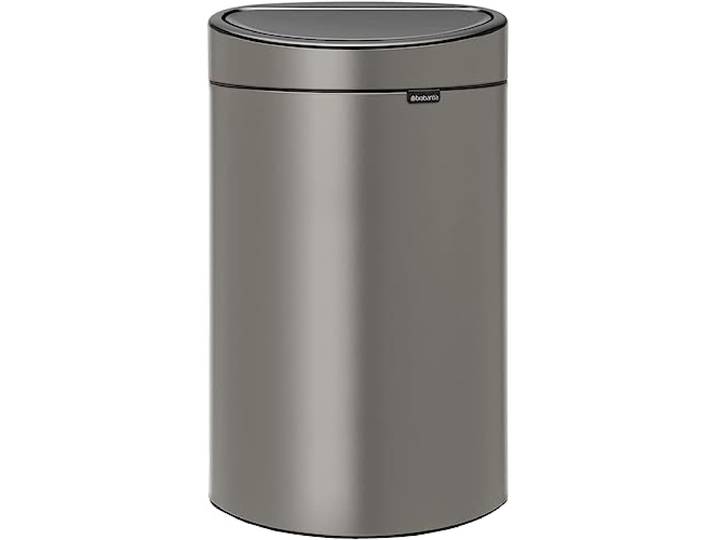 Brabantia 114908 Touch Bin New mit herausnehmbaren Kunststoffeinsatz, platinum, 40 L, Platin/Edelstahl