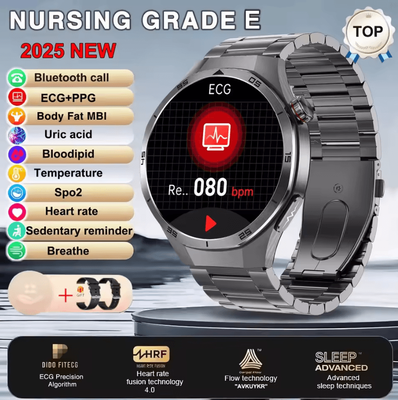 Inspire Curations AI ECG PPG Health Smartwatch With Uric Acid, Blood Lipids & Bluetooth Call black Steel 2a