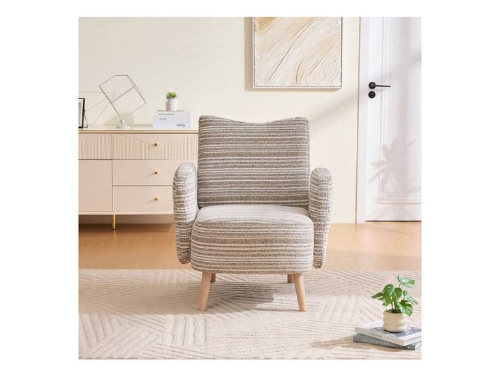 Odikalo XXL-Sessel Moderner Sessel bequemer Lesesessel (Sessel mit seitlicher Tasche, Stoff mit Kreismuster, Beine aus Massivholz, Wohnzimmer, Schlafzimmer, Büro)