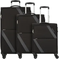 American Tourister Star Max 4 Rollen Kofferset 3-teilig mit Dehnfalte, Koffer, Schwarz