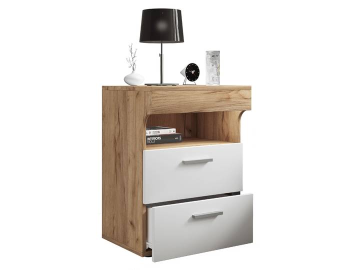 Nachttisch VCM Holz Nachttisch Nachtschrank Schublade Slepal L , weiß (honig, eiche, weiß), B:45cm T:39cm, Tische, Nachttisch