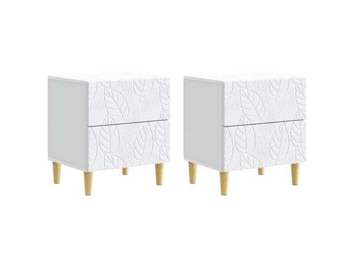 LMTYOENFG Nachttisch 2er Set Weiß 43 x 34,5 x 48 cm Holzwerkstoff Zweiteiliges Set fürs Schlafzimmer mit soliden Eukalyptusbeinen und praktischen Schubladen für den Alltag.