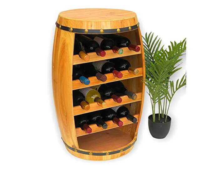 DanDiBo Weinregal Holz Weinfass Natur 70 cm 371 Bar Flaschenregal Flaschenständer Fass Holzfass