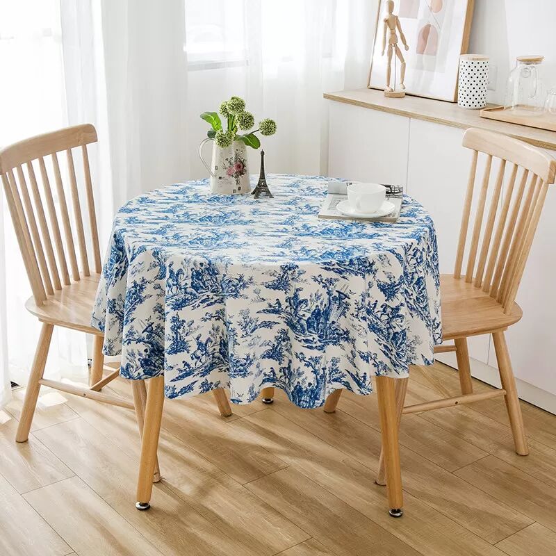 INF Nappe Ronde Imprimé Botanique - 150 cm Bleu