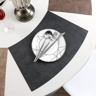 Runde Tischsets aus Kunstleder, 1 Stück, Keil-Tischsets, hitzebeständige runde Tischsets für den Esstisch, wasserfeste, abwischbare PU-Tischsets