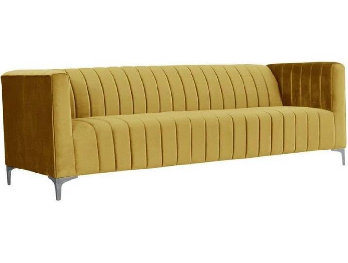 JVmoebel 3-Sitzer Gelbe Stoffcouch mit hochwertiger Polsterung und Edelstahlfüßen, Made in Europa