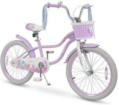 Costway 20 Inch Kids Bike Adjustable with Basket and Streamers Purple - Princess of the Sea Theme