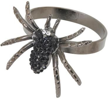 Saro Lifestyle Spider Napkin Rings (Set of 4) - Halloween Spider Napkin Rings for Gothic Table Settings and Haunted House Decor