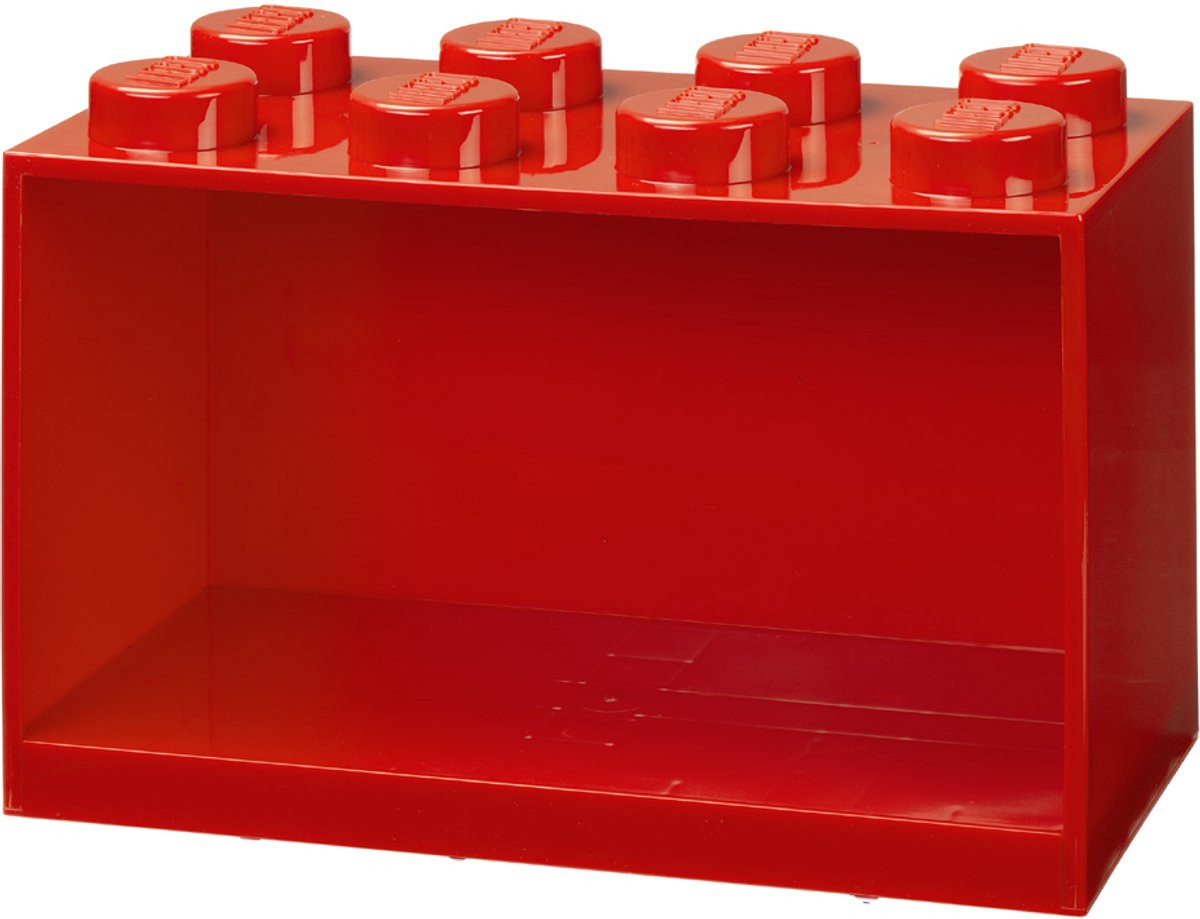 LEGO Iconic Brick Boekenplank - Rood - Wandmontage