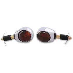 HIGHSIDER Smart Ochsenauge Bulb Bar End Blinker Körper Chrom / Linse getönt (Paar), Vorne