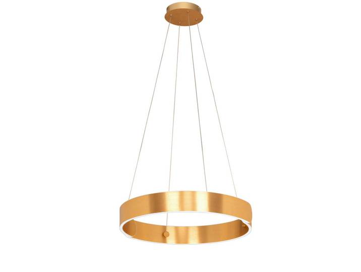 Dieter Knoll Led-Hängeleuchte Otis, Goldfarben, Metall, Uni, rund, 64x150x63 cm, RoHS, Europäischer Sicherheitsstandard, CE, 3 Helligkeitsstufen, Lampen & Leuchten, Innenbeleuchtung, Hängeleuchten, Pendelleuchten