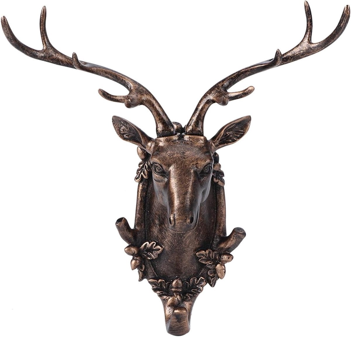 Decoratieve Wandhaak Dierenkop Hanger in Antiek Goud van Duurzaam Hars